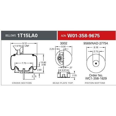 Firestone Air Spring, Suspension, 1T-Reversible Sleeve W013589675